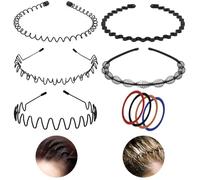 New B1919 5Pcs Hair Band, Headbands, Third Generation Metal Hair Bands&Headband, Black Headband, Zig Zag Headbands, Headbands for Men, Headbands for Women, Skincare Headband, Headband for Washing Face
