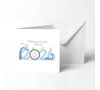 New Baby Boy Card 2026, Adorable Bear, Bunny and Penguin Design, Welcome Little One, Baby Boy Cards Newborn, Premium New Baby Card with Envelope，13x13cm，for The Year 2026 Arrival