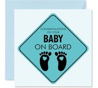 New Baby Boy Card - Baby on Board - Well Done Congratulations Card for Friends Family Colleague Neighbour, 145mm Welcome To The World Greeting Cards