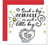 New Baby Boy Card - Big Miracle - Congratulations Baby Boy Cards Newborn, Well Done Congrats New Cards, Welcome To The World Home Gifts, 145mm Greeting Cards for Parents