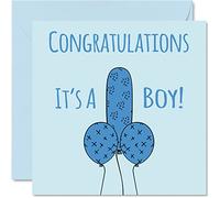 New Baby Boy Card - Congratulations It's a Boy - Funny Rude Baby Cards Newborn, Well Done Congrats New Cards, Welcome To The World, 145mm Joke Banter Greeting Cards for Parents