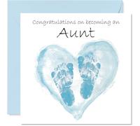 New Baby Boy Card for Aunt - Congrats Becoming - Well Done Congratulations Card for New Aunt, 145mm Welcome To The World Greeting Cards
