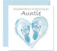 New Baby Boy Card for Auntie - Congrats Becoming - Well Done Congratulations Card for New Auntie, 145mm Welcome To The World Greeting Cards