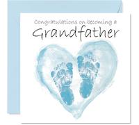 New Baby Boy Card for Grandfather - Congrats Becoming - Well Done Congratulations Card for New Grandfather, 145mm Welcome To The World Greeting Cards