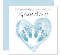 New Baby Boy Card for Grandma - Twins Congrats Becoming - Well Done Congratulations Card for New Grandma, 145mm Welcome To The World Greeting Cards