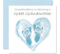 New Baby Boy Card for Great Grandmother - Congrats Becoming - Well Done Congratulations Card for New Great Grandmother, 145mm Welcome To The World Greeting Cards