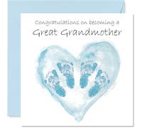 New Baby Boy Card for Great Grandmother - Twins Congrats Becoming - Well Done Congratulations Card for New Great Grandmother, 145mm Welcome To The World Greeting Cards