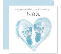 New Baby Boy Card for Nan - Congrats Becoming - Well Done Congratulations Card for New Nan, 145mm Welcome To The World Greeting Cards