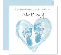 New Baby Boy Card for Nanny - Congrats Becoming - Well Done Congratulations Card for New Nanny, 145mm Welcome To The World Greeting Cards