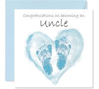 New Baby Boy Card for Uncle - Congrats Becoming - Well Done Congratulations Card for New Uncle, 145mm Welcome To The World Greeting Cards