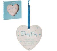 New Baby Boy Hanging Ceramic Heart - Slugs and Snails and Puppy-Dog's Tails, That's What Little Boys are Made of