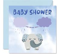 New Baby Card Boy Elephant Design for Baby Shower, Well Done Congrats New Cards, Welcome To The World Home Gifts, 145mm Greeting Cards for Parents