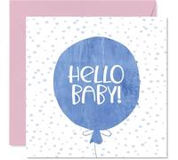New Baby Card Boy - Hello Baby Boy - Congratulations Newborn, Well Done Congrats, Welcome To The World Home Gifts, 145mm Greeting Cards for Parents