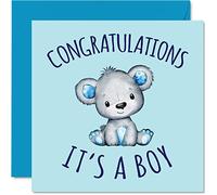 New Baby Card - Congratulations It's a Boy - Congratulations Baby Boy Cards Newborn, Well Done Congrats New Cards, Welcome To The World Home Gifts, 145mm Greeting Cards for Parents