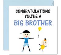 New Baby Card - Congratulations You're a Big Brother Newborn Baby Cards, Well Done Congrats New Cards, Welcome To The World Home Gifts, 145mm Greeting Cards for Siblings