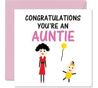 New Baby Card - Congratulations You're an Auntie Newborn Baby Cards, Well Done Congrats New Cards, Welcome To The World Home Gifts, 145mm Greeting Cards for Aunties