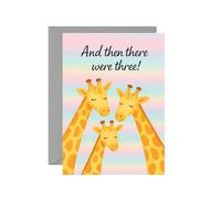 New Baby Card For Mum Dad Cute Boy Girl Twins Funny Congratulations Birth (Giraffe)
