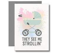 New Baby Card For Mum Dad Cute Boy Girl Twins Funny Congratulations Birth (Strollin)