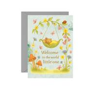 New Baby Card for Parents - Welcome to the World Little One Bear Design - Baby Shower Congratulations Greeting Card B27