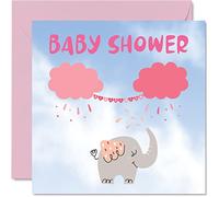 New Baby Card Girl Elephant Design for Baby Shower, Well Done Congrats New Cards, Welcome To The World Home Gifts, 145mm Greeting Cards for Parents