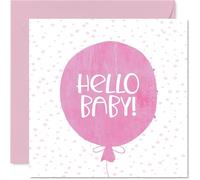 New Baby Card Girl - Hello Baby Girl - Congratulations Newborn, Well Done Congrats, Welcome To The World Home Gifts, 145mm Greeting Cards for Parents