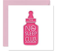 New Baby Card Girl - No Sleep Club - Congratulations Newborn, Well Done Congrats, Welcome To The World Home Gifts, 145mm Greeting Cards for Parents