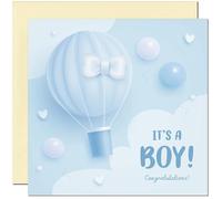 New Baby Card - It's a Boy - Baby Shower Boys Congrats Card 145 x 145mm