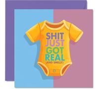 New Baby Card - Just Got Real & Smelly - Congratulations Baby Girl Cards Newborn, Well Done Congrats New Cards, Welcome To The World Home Gifts, 145mm Greeting Cards for Parents