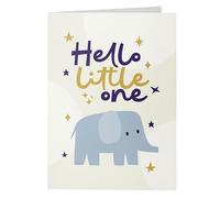 New Baby Card | Newborn Baby Card | Hello Little One | A5 Elephant & Stars Design | Blank Inside