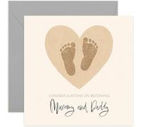 New Baby Card - 'On Becoming Parents' - Congratulations Warm Wishes to Mummy and Daddy - Keepsake Memory Cards - Blank Inside with Envelope