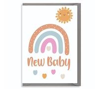 Cute New Baby Card - “New Baby” with Rainbow Design - Gender Neutral, Baby Shower, Birth Celebration, Congratulations Card, Baby Shower Card, Baby Boy Card, Baby Girl Card - B8