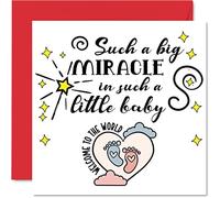 New Baby Card Unisex - Big Miracle - Congratulations Baby Cards Newborn, Well Done Congrats New Cards, Welcome To The World Home Gifts, 145mm Greeting Cards for Parents