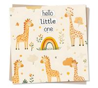 New Baby Card Welcome To The World - Birth Newborn Card - Hello Little One - Giraffes and Rainbows - Celebrations For A Special Baby Boy Or Girl