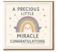 New Baby Congratulations Card - A Precious Little Miracle Rainbow Design, Cute Gender-Neutral Card for Mum and Dad