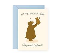 New Baby Congratulations Card - Cute Bear Design - Baby Shower Card for New Parents, Mum & Dad, Friends, Son, Daughter, Colleagues, Neighbour, Welcome Little One - Comes with Stickers