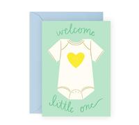 New Baby Congratulations Card- Welcome Little One Onesies - Surprise for Family, Mum, Dad, Colleagues, Children, Relatives - Gender Neutral Baby Shower, Newborn - Comes with Stickers