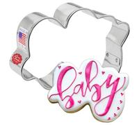New Baby Cookie Cutter - Script Word “Baby” Cookie Cutter 3.75", Made in USA by Ann Clark