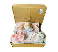 New Baby Gift Box Set - Guess How Much I Love You Gift Comforter, Blanket and Booties. Perfect for a Baby Shower. (Pink)