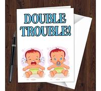 New Baby Girl BOY Mum Baby Twins Card Funny Rude Pregnancy Shower Mother L250
