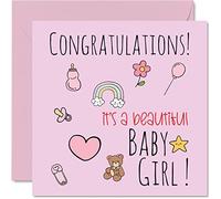 New Baby Girl Card - Congratulations It's a Beautiful Baby Girl Cards Newborn, Well Done Congrats New Cards, Welcome To The World Home Gifts, 145mm Greeting Cards for Parents