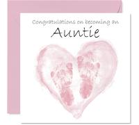 New Baby Girl Card for Auntie - Congrats Becoming - Well Done Congratulations Card for New Auntie, 145mm Welcome To The World Greeting Cards