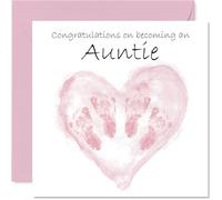 New Baby Girl Card for Auntie - Twins Congrats Becoming - Well Done Congratulations Card for New Auntie, 145mm Welcome To The World Greeting Cards