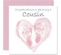 New Baby Girl Card for Cousin - Congrats Becoming - Well Done Congratulations Card for New Cousin, 145mm Welcome To The World Greeting Cards