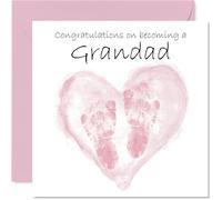 New Baby Girl Card for Grandad - Congrats Becoming - Well Done Congratulations Card for New Grandad, 145mm Welcome To The World Greeting Cards