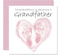 New Baby Girl Card for Grandfather - Congrats Becoming - Well Done Congratulations Card for New Grandfather, 145mm Welcome To The World Greeting Cards