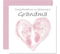 New Baby Girl Card for Grandma - Congrats Becoming - Well Done Congratulations Card for New Grandma, 145mm Welcome To The World Greeting Cards