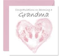 New Baby Girl Card for Grandma - Twins Congrats Becoming - Well Done Congratulations Card for New Grandma, 145mm Welcome To The World Greeting Cards