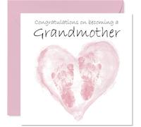 New Baby Girl Card for Grandmother - Congrats Becoming - Well Done Congratulations Card for New Grandmother, 145mm Welcome To The World Greeting Cards