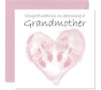 New Baby Girl Card for Grandmother - Twins Congrats Becoming - Well Done Congratulations Card for New Grandmother, 145mm Welcome To The World Greeting Cards