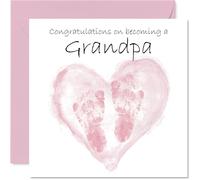 New Baby Girl Card for Grandpa - Congrats Becoming - Well Done Congratulations Card for New Grandpa, 145mm Welcome To The World Greeting Cards
